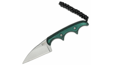 CRKT CR-2385 MINIMALIST® Wharncliffe nôž na krk 5,1 cm, čierno-zelená, Micarta, puzdro zytel, šnúrka