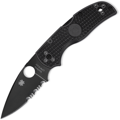 Spyderco C41PSBBK5 Native 5 Part. Serrated 7,6 cm, celočerná, FRN