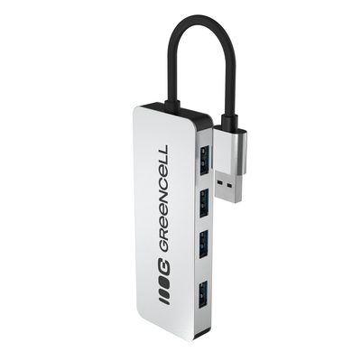 Green Cell HUB-GC-A4A Basic adaptér USB-A 4v1 (4x USB 3.0) - rýchly prenos až 5Gb/s, hliník