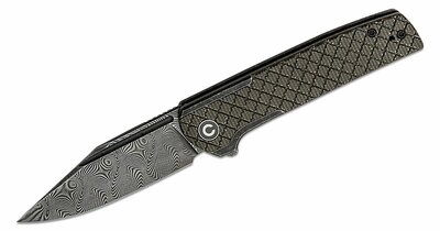 CIVIVI C20041B-DS1 Cachet zsebkés 8,8 cm, Damaszkusz, acél, fekete, sötétzöld, Micarta