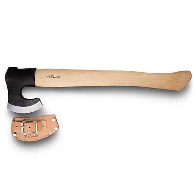 ROSELLI R850 Axe Long Handle Kempová sekera 9 cm, dřevo břízy, kožené pouzdro