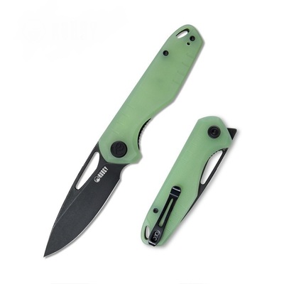 Kubey KU324B Doris Jade Fekete zsebkés 8,3 cm, fekete, zöld, G10, csat