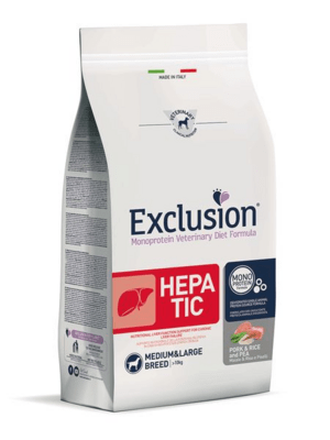 EXCLUSION HEPM02 HEPATIC MEDIUM/LARGE BREEDS veterinární krmivo 2kg, vepřové/rýže/hrách