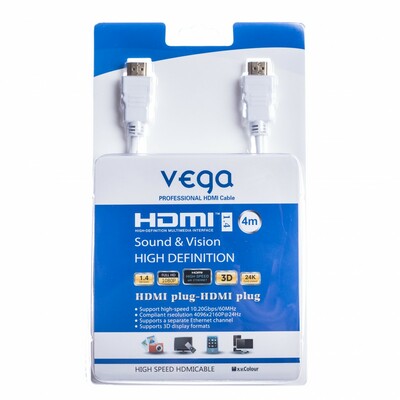 Vega HDMI kábel 10.2Gb/s 4m biely AA-1065