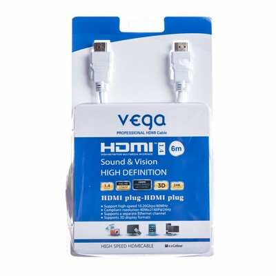Vega HDMI kábel 10.2Gb/s 6m biely AA-1067