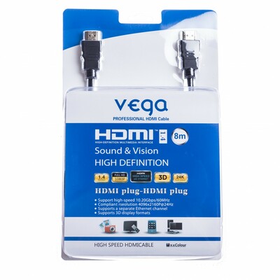 Vega HDMI kabel 10.2Gb / s 8m černý AA-1068