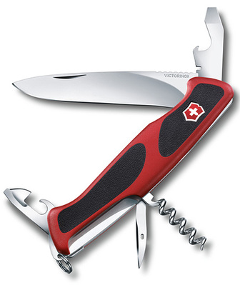 Victorinox 0.9553.C RangerGrip 68 multifunkciós kés 130 mm, piros-fekete, 11 funkció