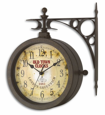 60.3011 TFA NOSTALGIE OLD TOWN Nástěnné hodiny s teploměrem ve stylu nádražních hodin