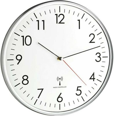 60.3514 TFA Rádiem řízené analogové nástěnné hodiny, bílo-stříbrné