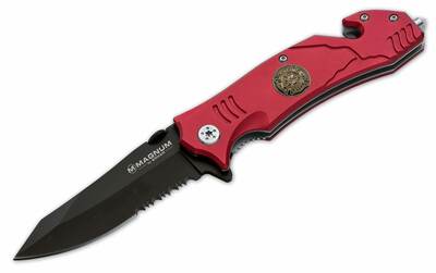 Magnum 01LL470 Fire Fighter Red záchranársky nôž 8,3 cm, červená, hliník  