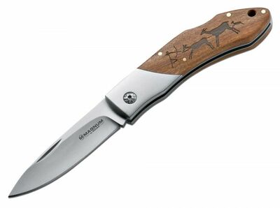 Magnum 01RY818 Caveman Steel kapesní nůž 8,2 cm, dřevo, jeskynní motiv 