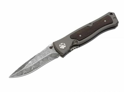 Böker Manufaktur Solingen 111054DAM Leopard-Damast II kapesní nůž 9,6 cm, damašek, dřevo, hliník