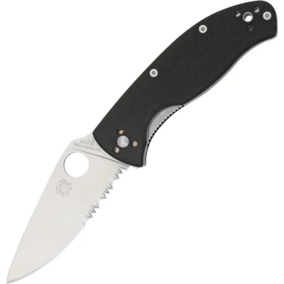Spyderco C122GPS Tenacious Combo Edge vreckový nôž 8,3 cm, Satin, čierna, G10