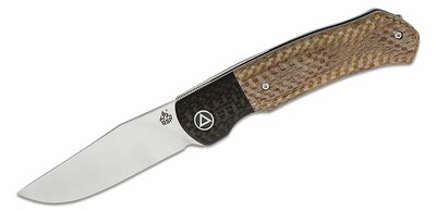 QS137-B QSP Knife Gannet 154CM, Carbon Fiber bolster, hnědá textura micarta