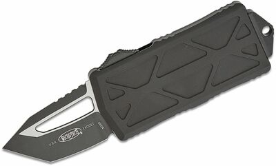 Microtech 158-1T Exocet Tanto Tactical Black automatický nôž 5 cm, celočierna, hliník, spona 