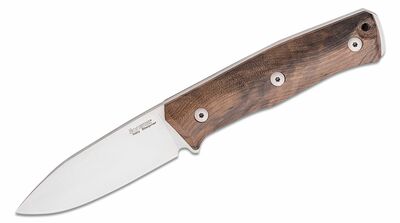 LionSteel B35 WN kültéri kés 9 cm, diófa, bőr tok