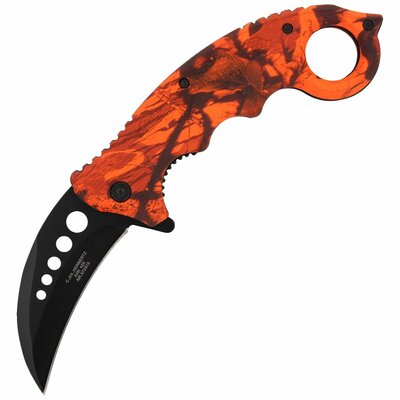 Herbertz ART000138 CJH Camo Rot kapesní nůž - karambit 7,3 cm, černá, červená maskovací, plast 