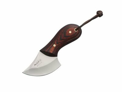 Muela Mouse 6R malý lovecký nůž na krk 6 cm, dřevo Pakka, kožené pouzdro