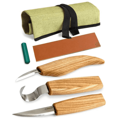S13 Beavercraft Extended Spoon Carving Set (3 knives in roll + accessories)