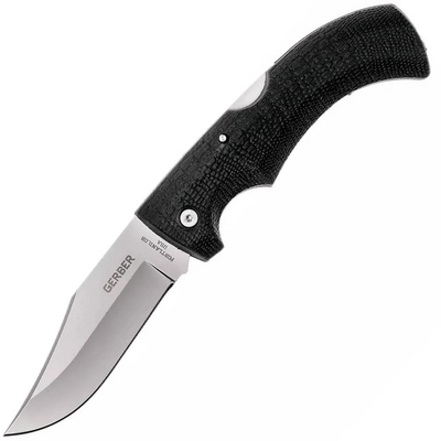 Gerber 31-003660 Gator Clip Point Plain zsebkés 9,5 cm, matt szatén, fekete, GFN, tok