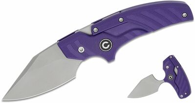 C21036-2 CIVIVI Typhoeus Purple G10 Handle_x000D_ Stonewashed 14C28N Blade_x000D_ With 1PC Black Lea