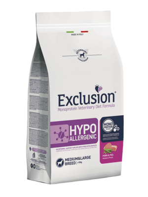 EXCLUSION HYPM02 MEDIUM/LARGE BREED hypoalergenní granule 2kg, vepřové/hrášek
