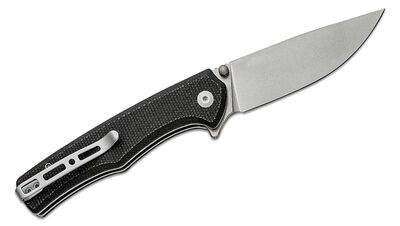 S21012-2 Sencut Crowley fekete Micarta fogantyú, kőmosott D2 penge gombzár