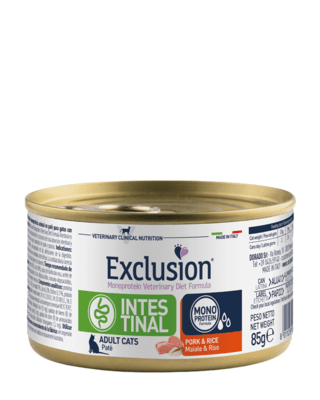 EXCLUSION CIP85 CAT INTESTINAL konzerva pro kočky 85g, vepřové/rýže