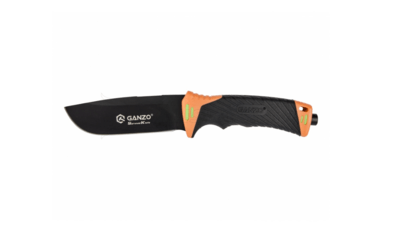 Ganzo Knife G8012-OR pevný vnější nůž 11,5 cm, černo-oranžová, ABS, guma, plastové pouzdro