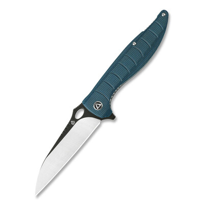 QSP Kés QS117-C Locust Blue zsebkés 9,8 cm, szatén/fekete, kék, Micarta