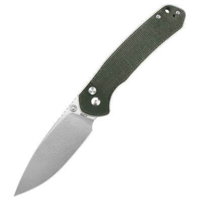 CJRB J1925L-ODG Large Pyrite Green vreckový nôž 9,4 cm, Stonewash, zelená, Micarta