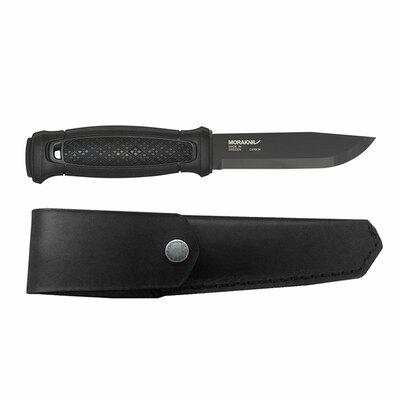Morakniv 13100 Garberg Black Carbon vonkajší nôž 10,9 cm, čierna, guma, plast, kožené puzdro