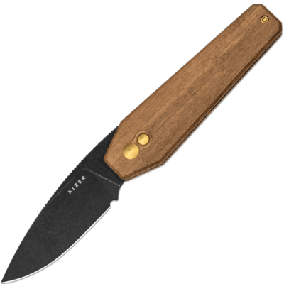 Kizer V3692A4 Tomb Mkuruti zsebkés 8.2 cm, fekete kőmosás, Mkuruti fa