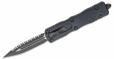 Microtech 225-3T Dirac Black Tactical fogazott Standard automata kés 7,4 cm, teljesen fekete, alumín