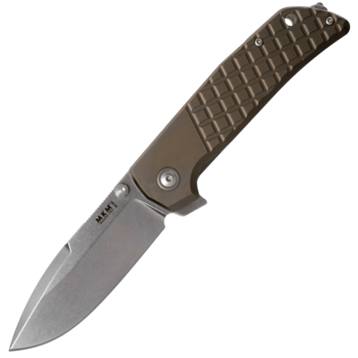 MKM MK MM-TBR MAXIMO vreckový nôž 8,2 cm, Stonewash, bronzová, titán 
