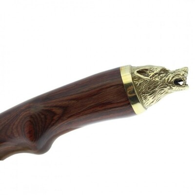WOLF-16R Muela 160 mm blade,rosewood pakkawood,brass guard and wolf head cap