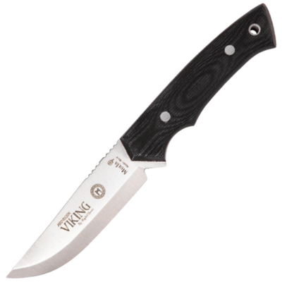 Muela Viking M11M univerzální nůž 11 cm, CRIO-T, černá, Micarta, kožené pouzdro, křesadlo