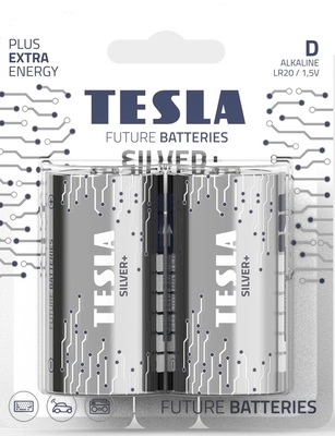 Tesla SILVER+ alkalická baterie velký monočlánek, 2ks