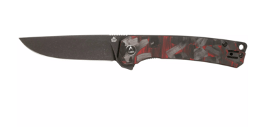 QSP Kés QS139-F2 Osprey CF G10 Piros zsebkés 8,2 cm, Blackwash, piros, szénszálas, G10