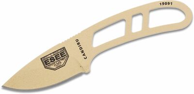 ESEE CAN-DT-E Desert Tan Candiru malý nôž na krk 5 cm, pieskovo hnedá, puzdro