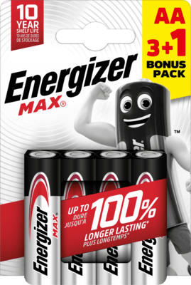 Energizer Max AA alkalické baterie 4ks (3+1) E303328800