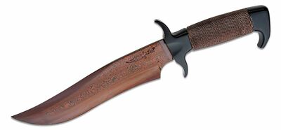 Gil Hibben GH5089 Hellfyre Highlander zberateľský nôž 22,2 cm, čierno-červená, damašek, meď, puzdro