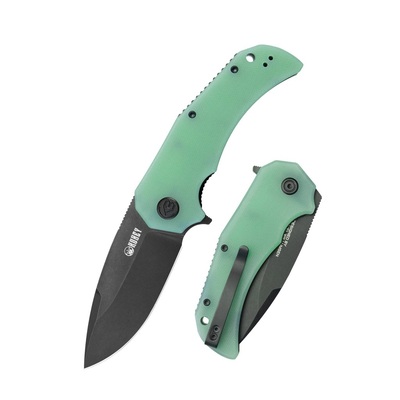 Kubey KU319C Bravo One Drop Point vreckový outdoorový nôž 8,6 cm, Blackwash, nefritová Jade, G10