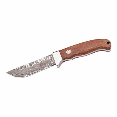 Herbertz 53054 všestranný nůž na opasek 9 cm, damašek, dřevo Cocobolo, kožené pouzdro
