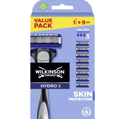 Wilkinson Hydro 3 Skin Protection pánsky holiaci strojček, 1 rukoväť + 8 čepelí (W302170300)