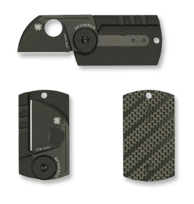 Spyderco C188CFBBKP Dog Tag Folder vreckový nôž na krk 3,1 cm, čierna, uhlíkové vlákno, G10