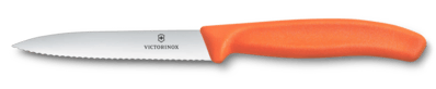 Victorinox 6.7739.C1 Nôž na ovocie a zeleninu, 10cm, zubkovaný, špicatý, oranžový