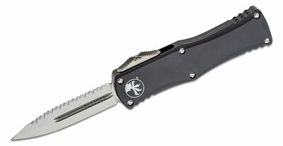 Microtech 702-12 HERA Stonewash Serrated automatický nůž 7,9 cm, Stonewash, černá, hliník 