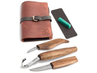S13X Beavercraft Wood Carving Tool Set for Spoon Carving (C4X+C8X+SK5X+ honing accs) in Genuine L