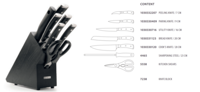 1090370703 Wüsthof CLASSIC IKON Sada nožů ve stojanu / bloku, 7 dílů, černý jasan